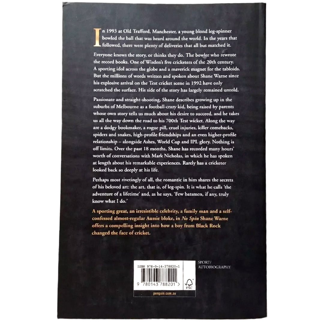 No Spin - Autobiography by Shane Warne - Paperback