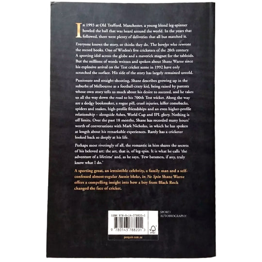 No Spin - Autobiography by Shane Warne - Paperback